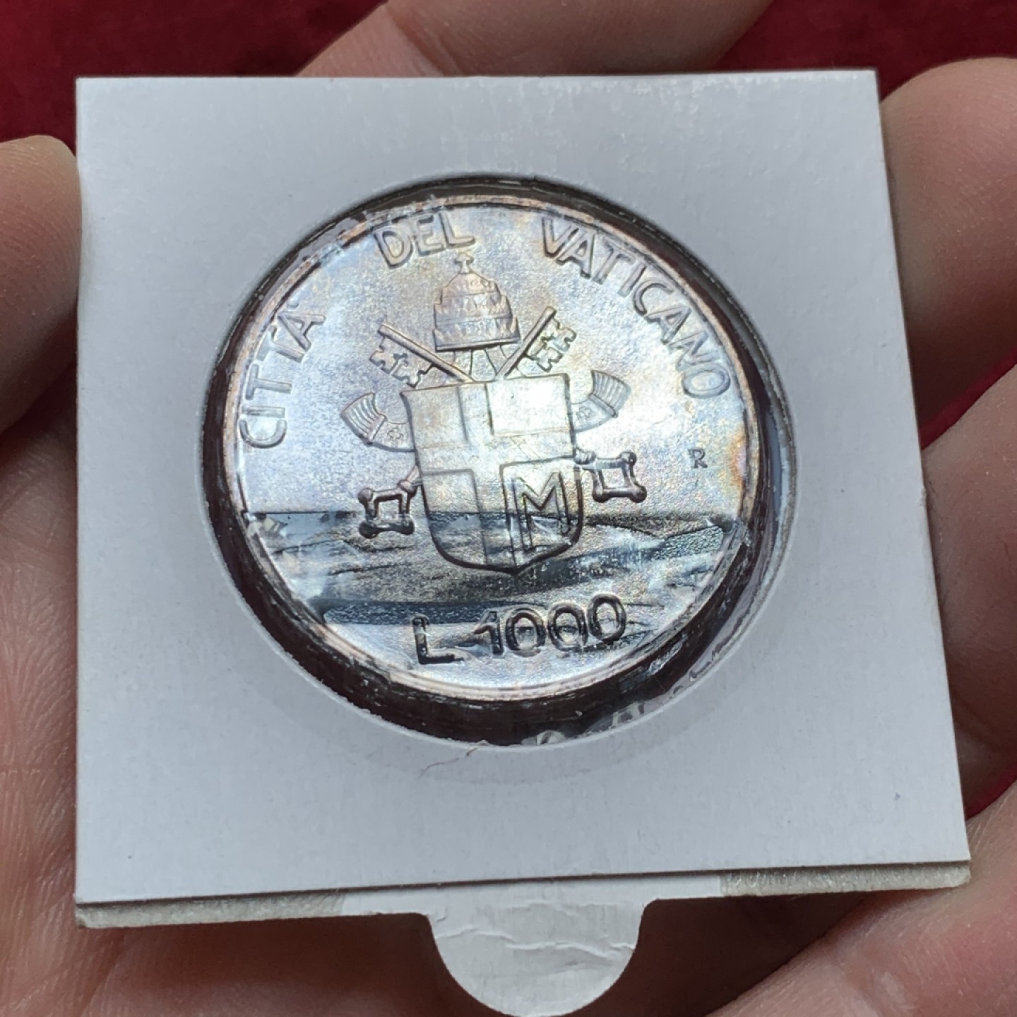 《竞宝斋》第141场-周日，周一 2场 (全场包邮) 梵蒂冈 1990年 教皇 1000里拉 银币 少见品种 状态好