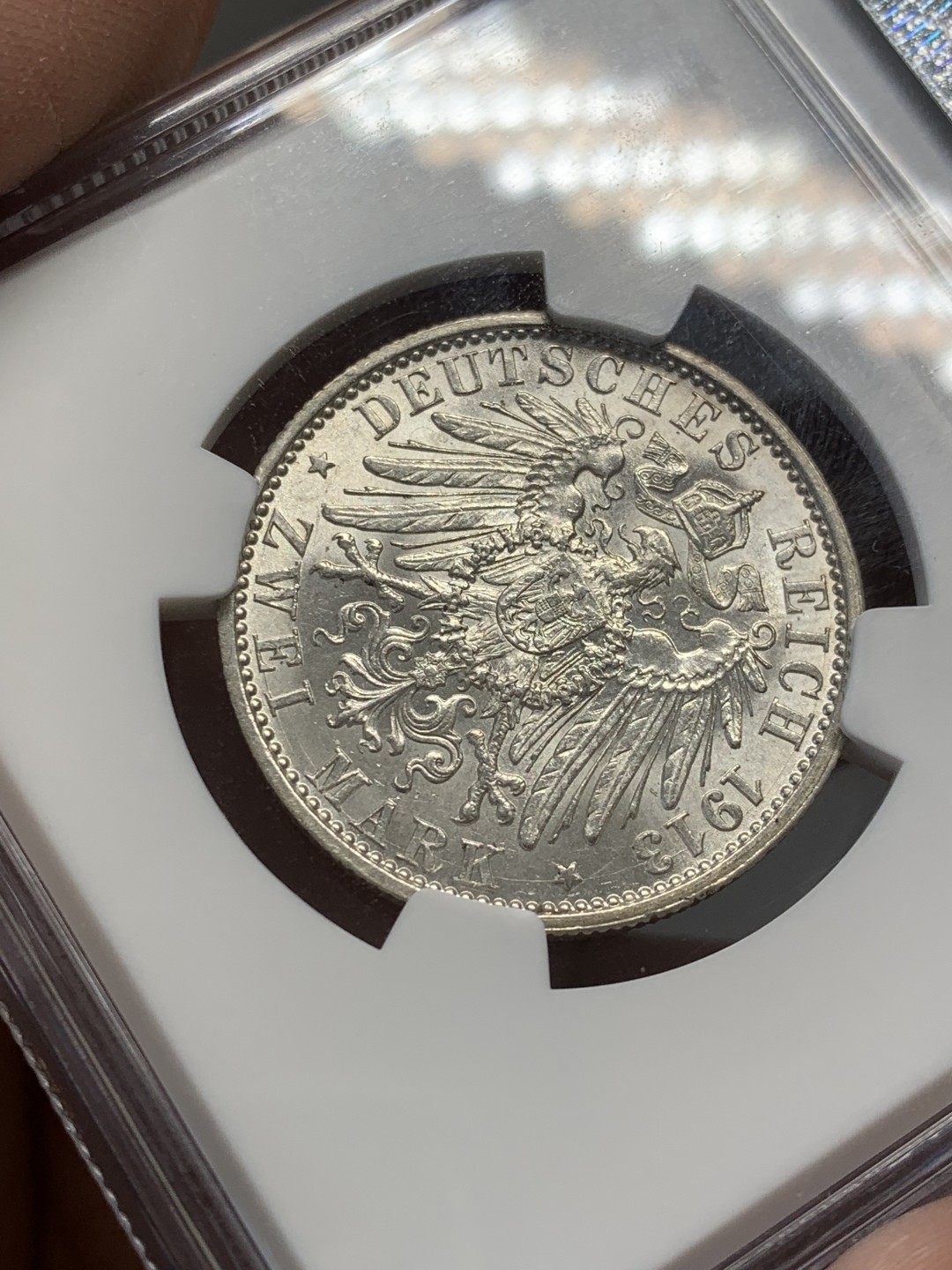 《竞宝斋》第141场-周日，周一 2场 (全场包邮) NGC-AU58 德国 1913年 普鲁士2马克银币 威廉二世军装像