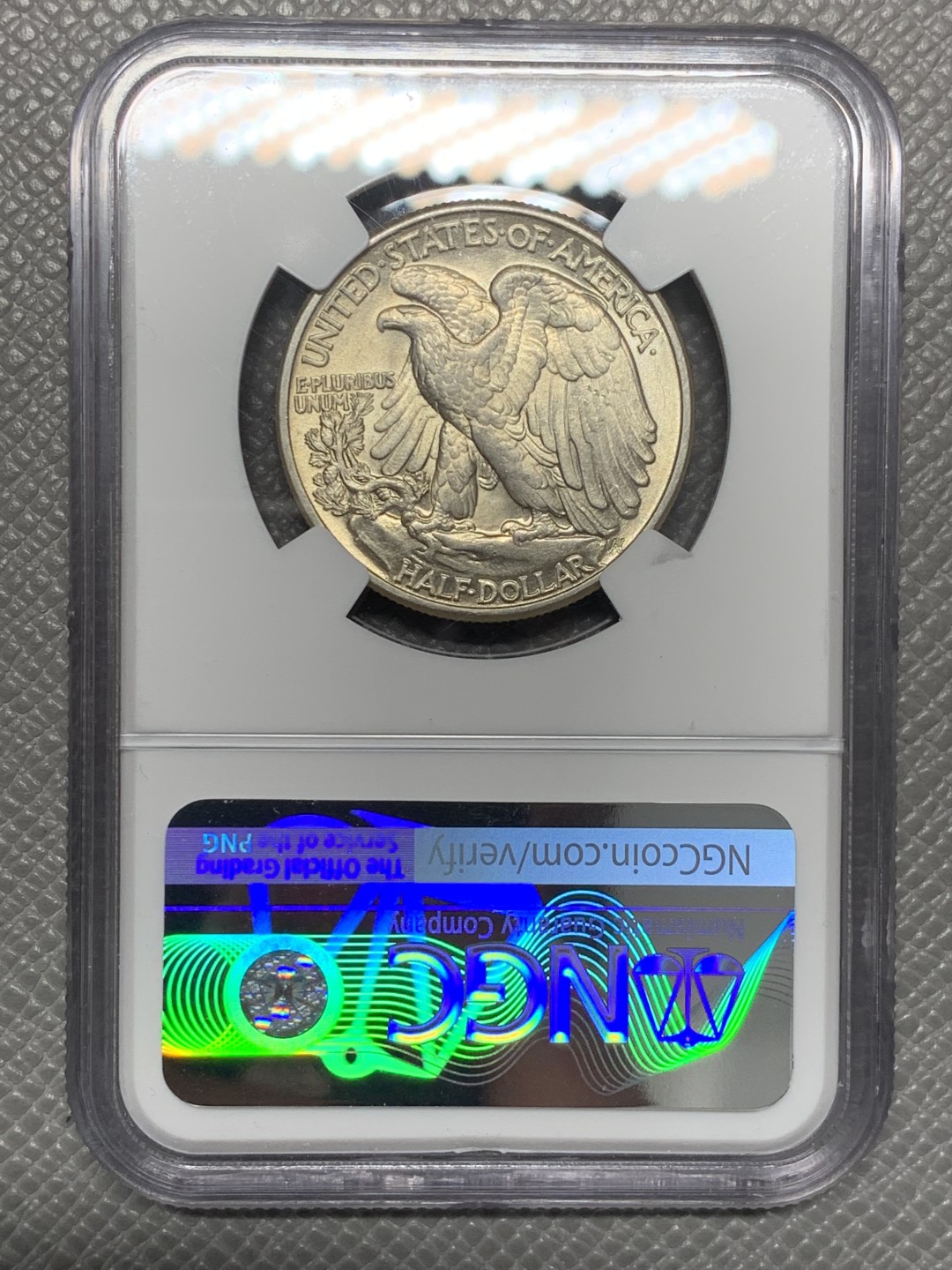 《竞宝斋》第141场-周日，周一 2场 (全场包邮) NGC-AU 美国1944年 行走女神半圆 原光好品 居然没给分