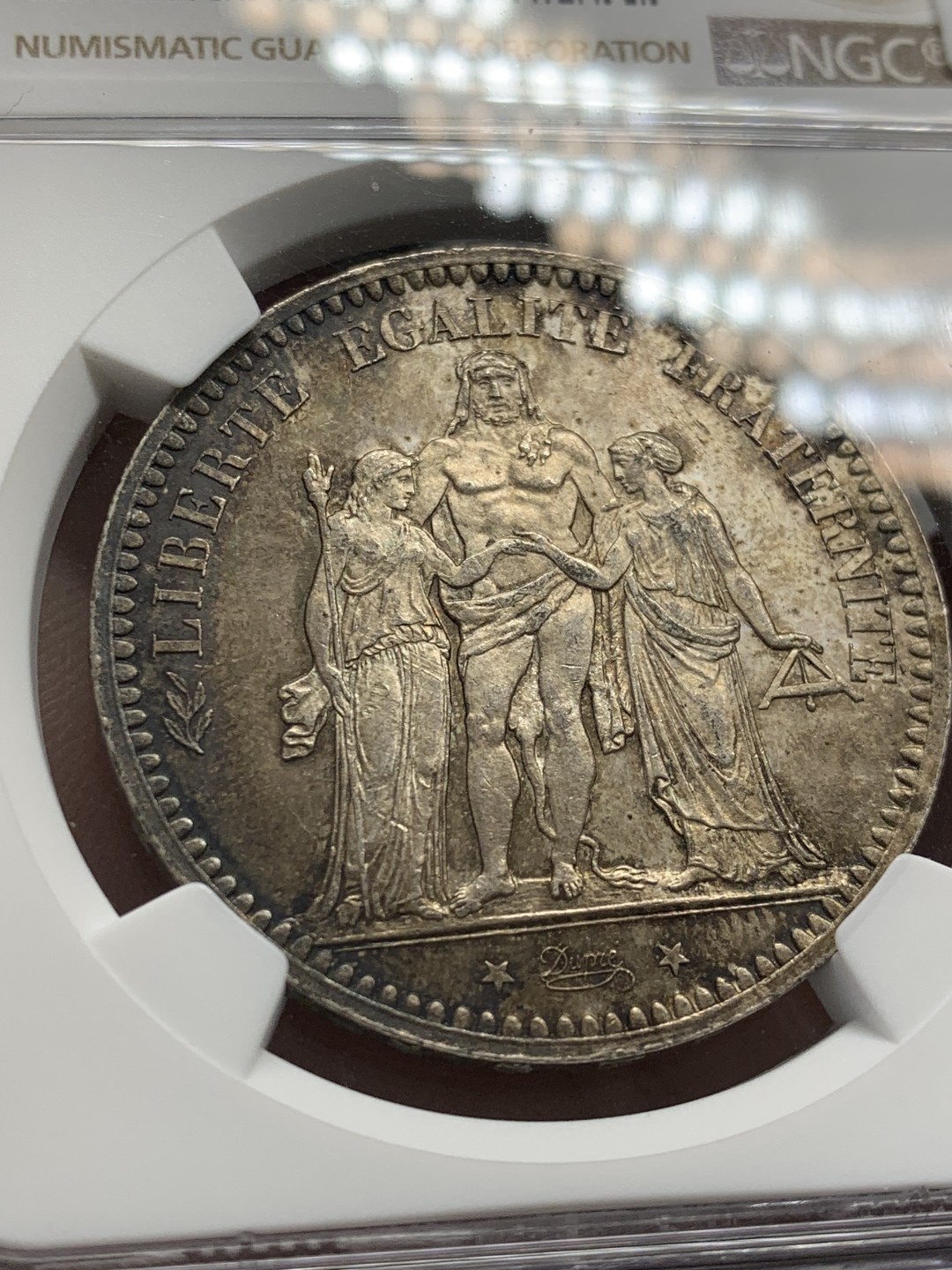 《竞宝斋》第141场-周日，周一 2场 (全场包邮) NGC-MS65 法国 1873A 大力神 5法郎 银币 深彩包浆 状态出色  已经可以媲美 20世纪大力神的状态了