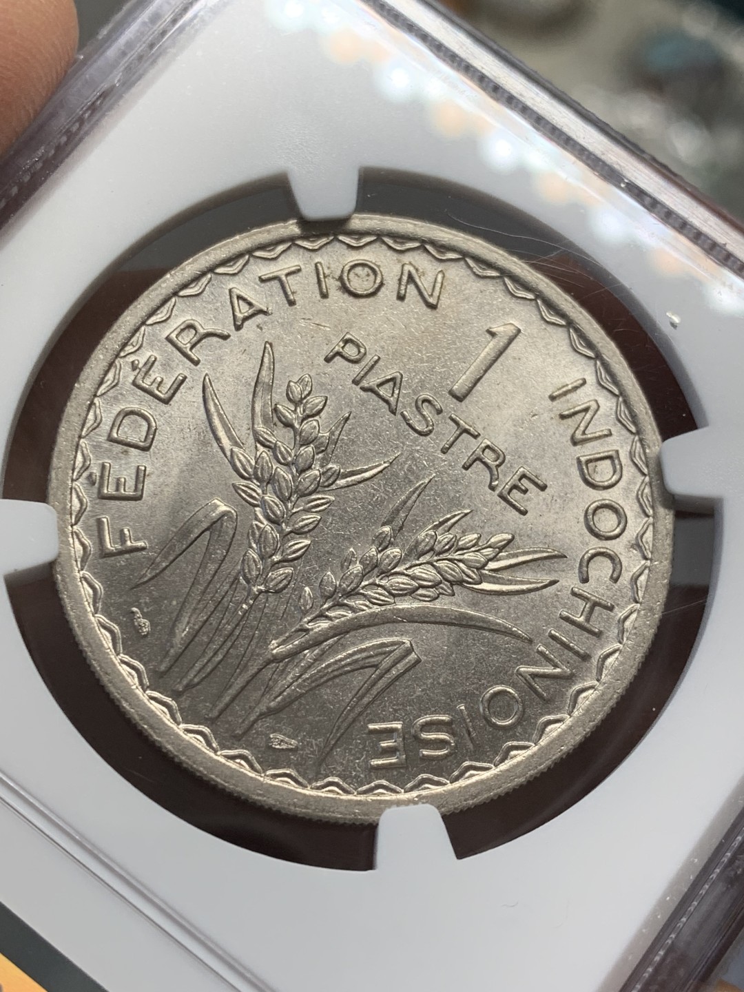 《竞宝斋》第141场-周日，周一 2场 (全场包邮) NGC MS63 法属印度支那1947年1皮阿斯