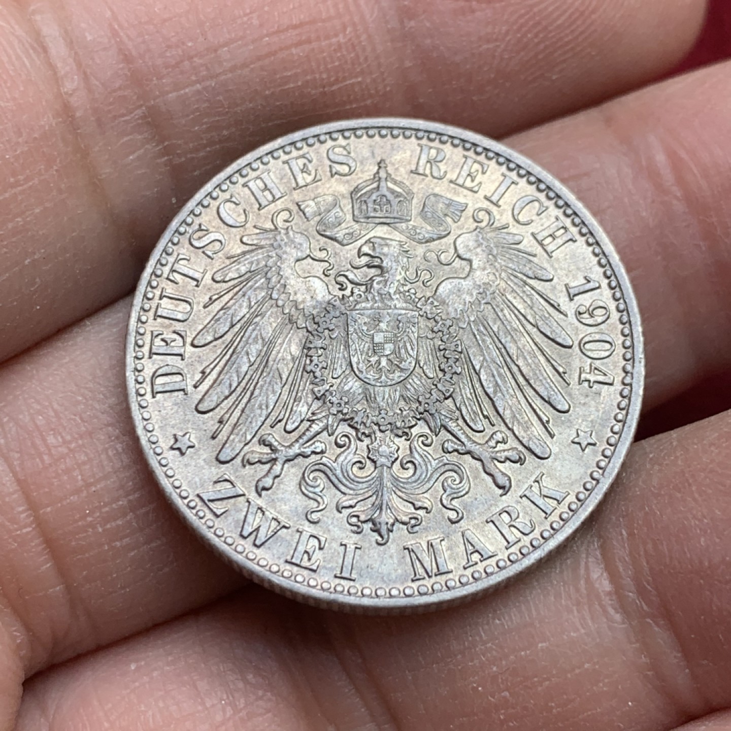 《竞宝斋》第141场-周日，周一 2场 (全场包邮) 1904年 德国 德意志帝国不来梅自由市2马克银币 转光好品