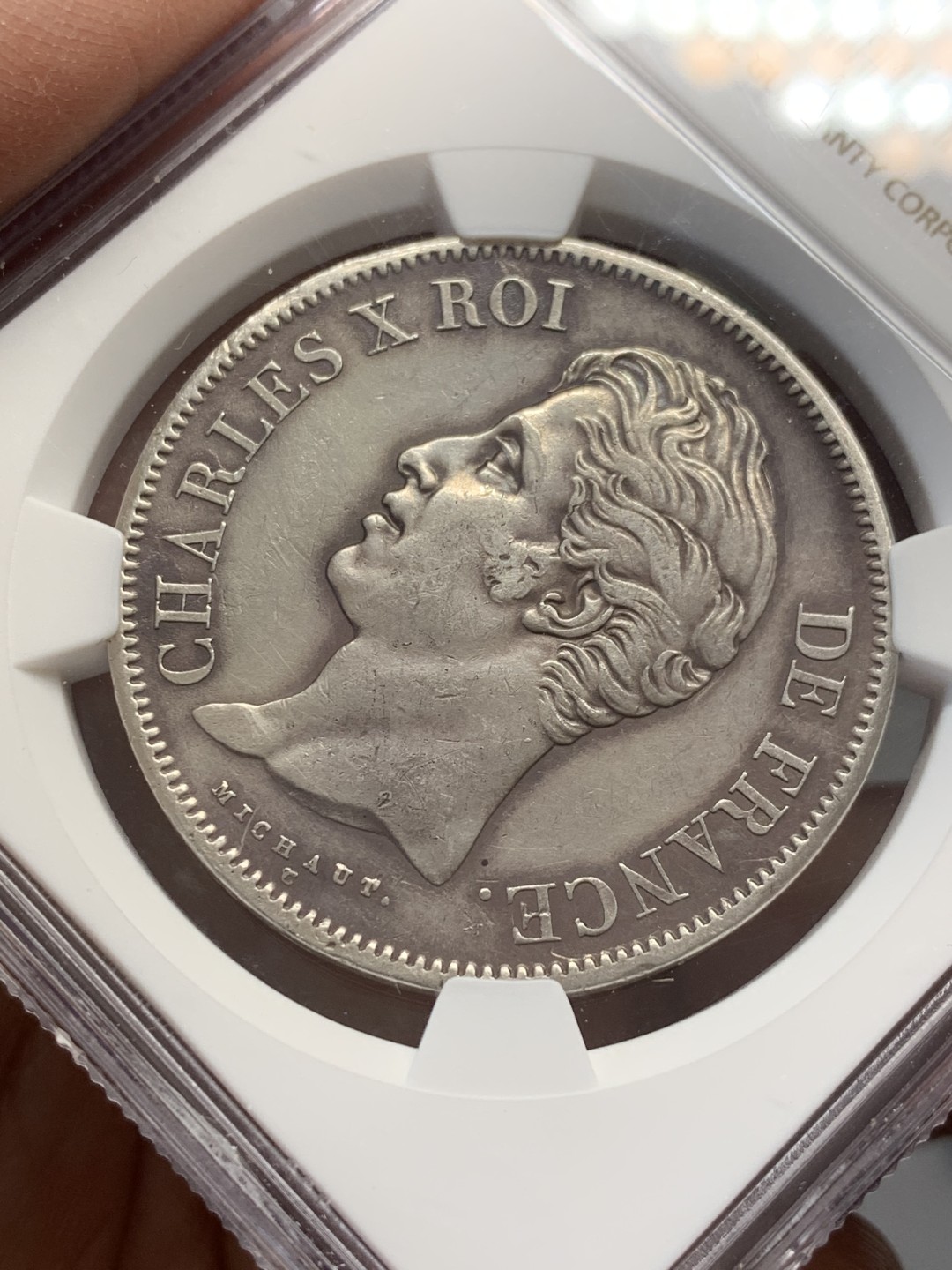 《竞宝斋》第141场-周日，周一 2场 (全场包邮) NGC XF 法国1829年A巴黎厂查理十世5法郎银币 状态可以，原包浆，热门品种