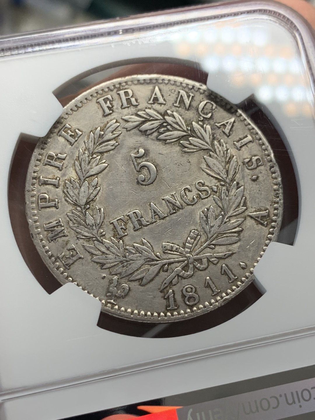 《竞宝斋》第141场-周日，周一 2场 (全场包邮) NGC XF 1811年A法国巴黎厂拿破仑一世5法郎银币 热门品种 品相可以 清洗但磨损不大