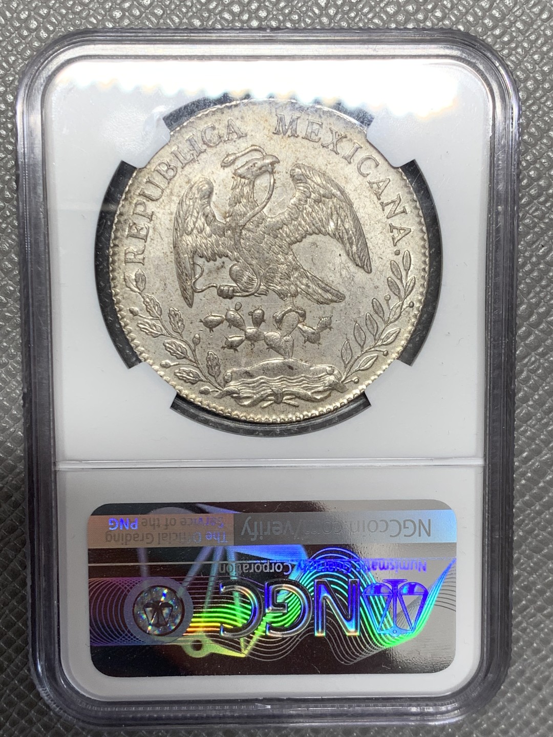 《竞宝斋》第141场-周日，周一 2场 (全场包邮) NGC MS62 墨西哥 1895年 8R 鹰洋 大银币 正反深打 羽毛好