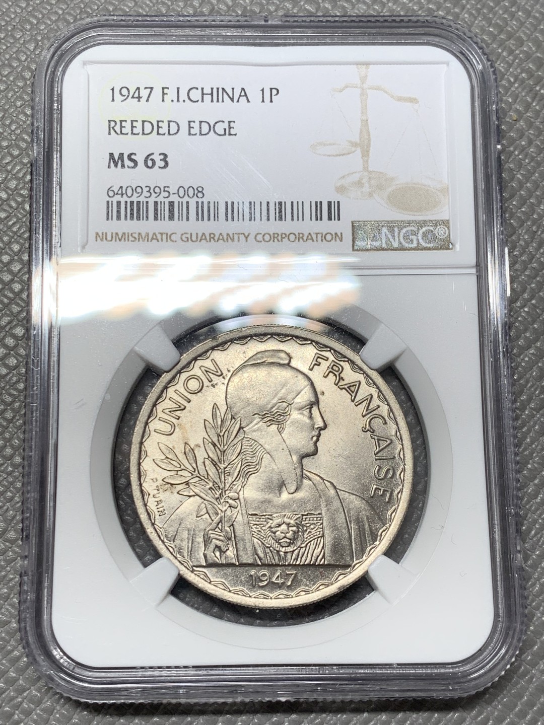 《竞宝斋》第141场-周日，周一 2场 (全场包邮) NGC MS63 法属印度支那1947年1皮阿斯