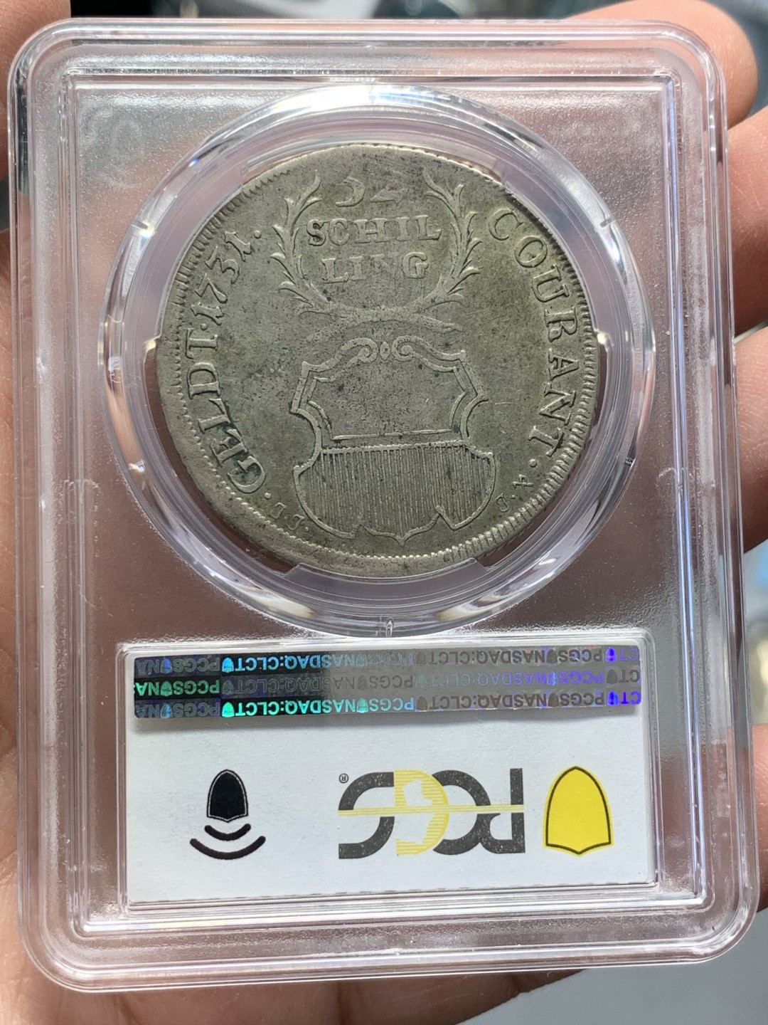 《竞宝斋》第141场-周日，周一 2场 (全场包邮) 亚军分 PCGS-XF40 1731年 德国 吕贝克自由市32先令大银币 汉萨同盟的中心 原味老包浆，鹰羽细节清晰，状态舒服