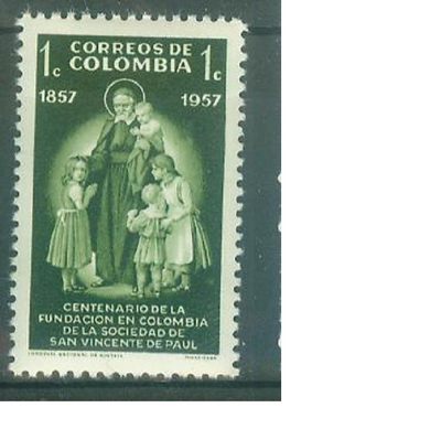 杂票 - 哥伦比亚  1957年文森特保罗和儿童 1全新