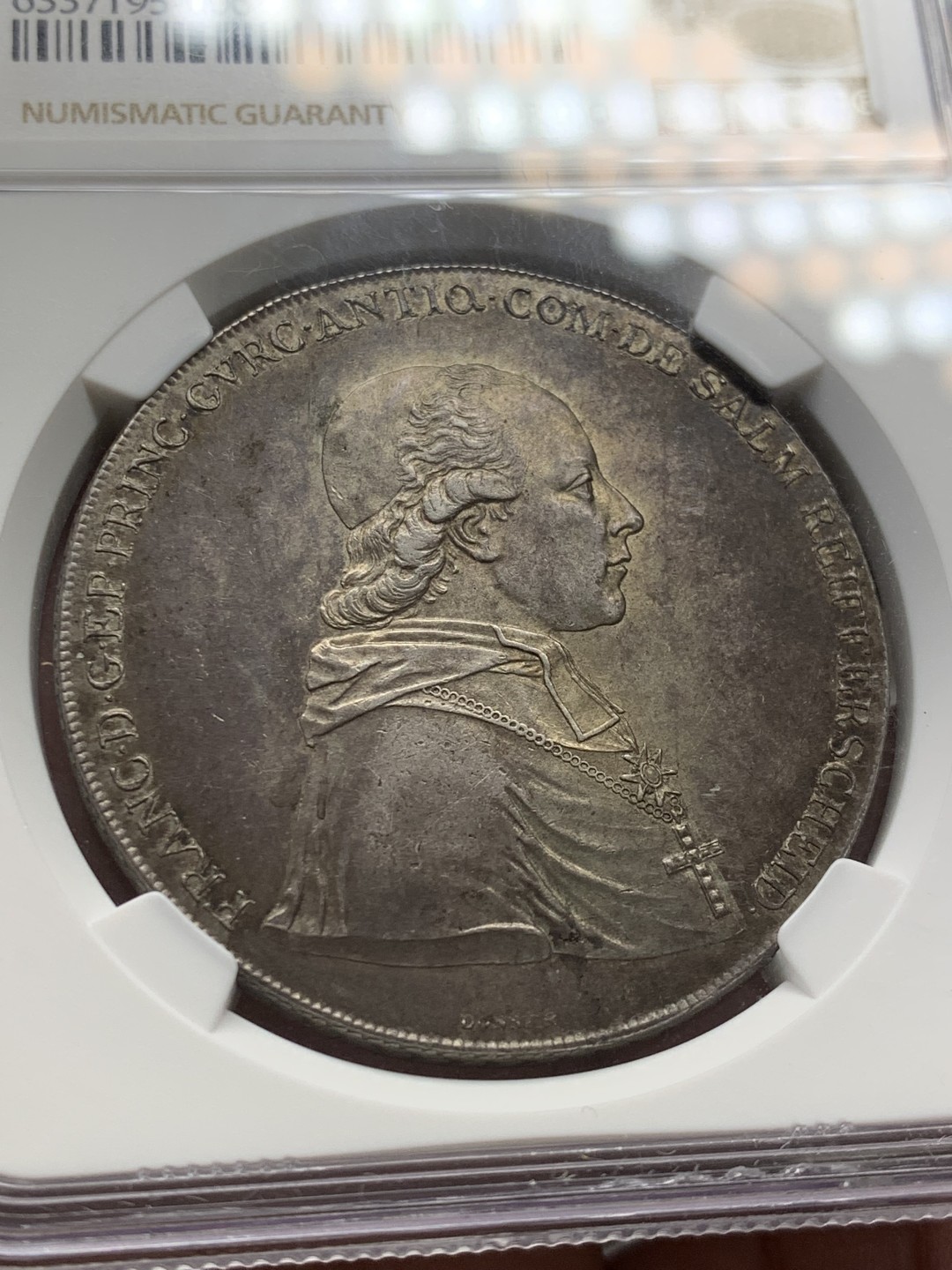 《竞宝斋》第141场-周日，周一 2场 (全场包邮) NGC-MS62 奥地利GURK 1801年 1泰勒银币 较少见单年品种 老包浆均匀