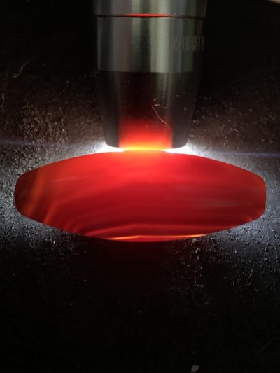 仅此一颗！精美高润度红沁天眼纹药师玛瑙天珠形桶珠一颗， 仅此一颗！精美高润度红沁天眼纹药师玛瑙天珠形桶珠一颗，