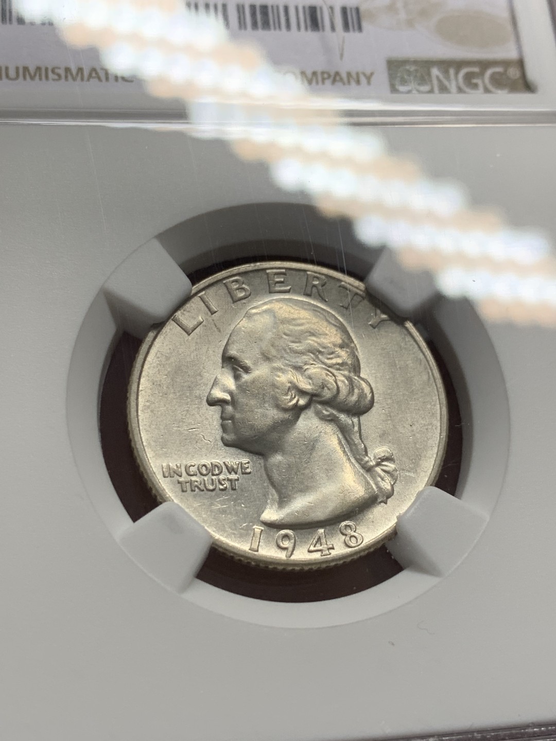 《竞宝斋》第141场-周日，周一 2场 (全场包邮) NGC-MS62 美国1948-S年 1/4美元银币 较早期的年份 好品还是少的