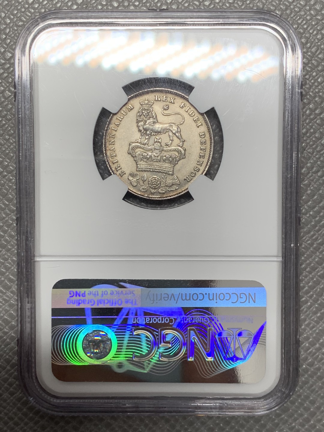 《竞宝斋》第141场-周日，周一 2场 (全场包邮) NGC UNC 英国 1826年 乔治四世先令银币 未见明显缺陷 品相细节很好