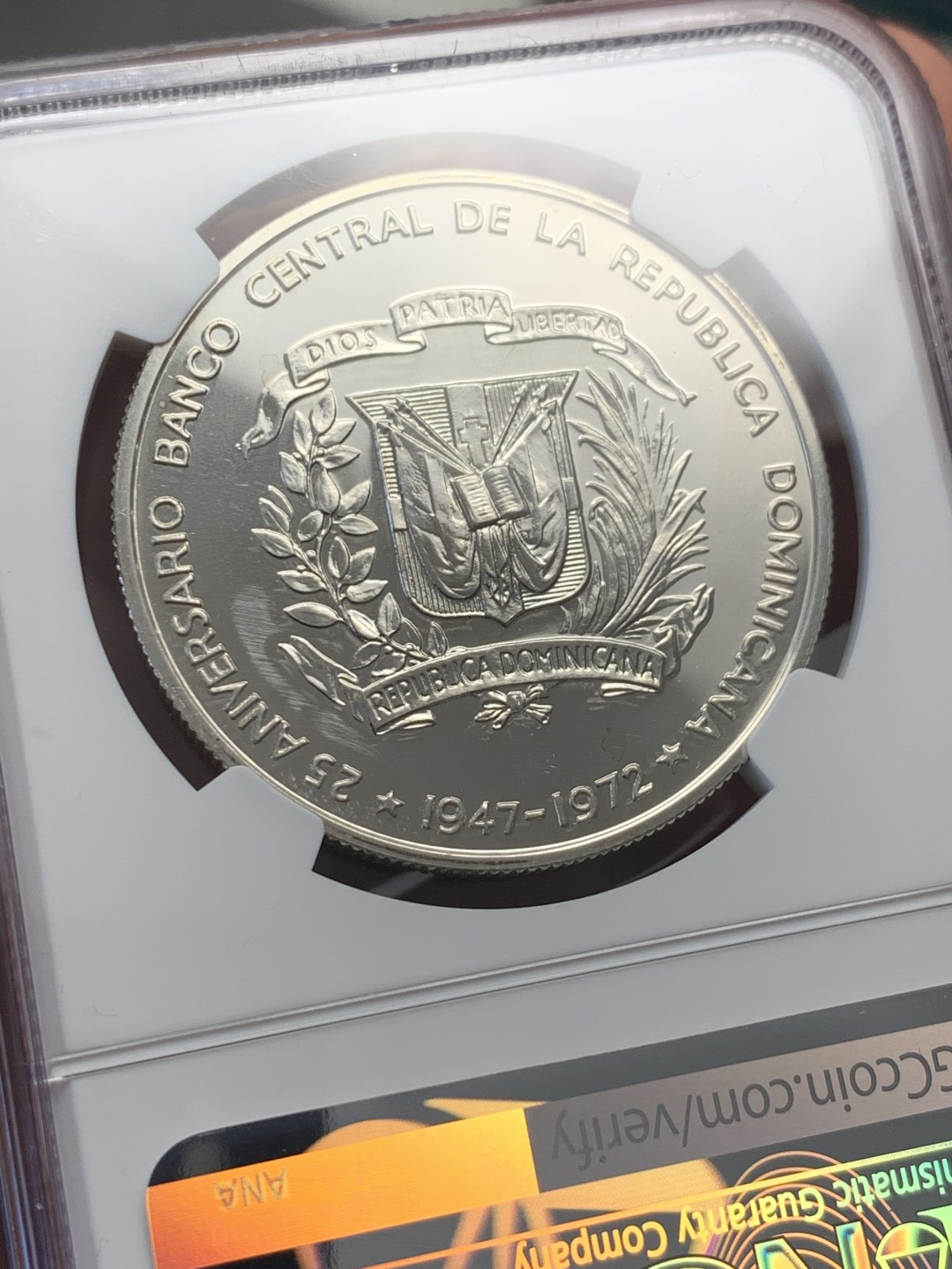 《竞宝斋》第141场-周日，周一 2场 (全场包邮) NGC PF67 南美大银  精制 多米尼加1972年1比索大银币