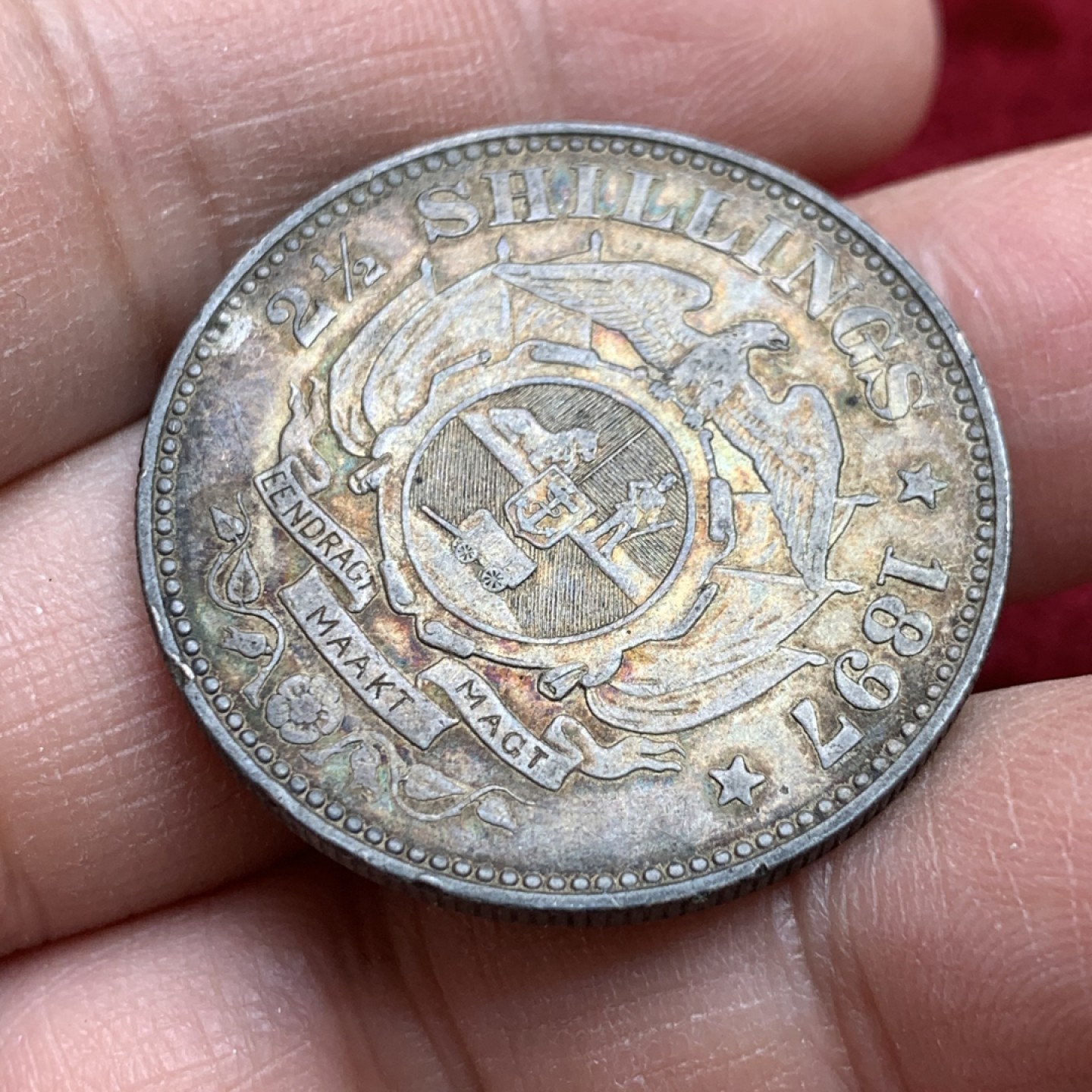 《竞宝斋》第141场-周日，周一 2场 (全场包邮) 南非 1897年 2.5先令 银币 老包浆