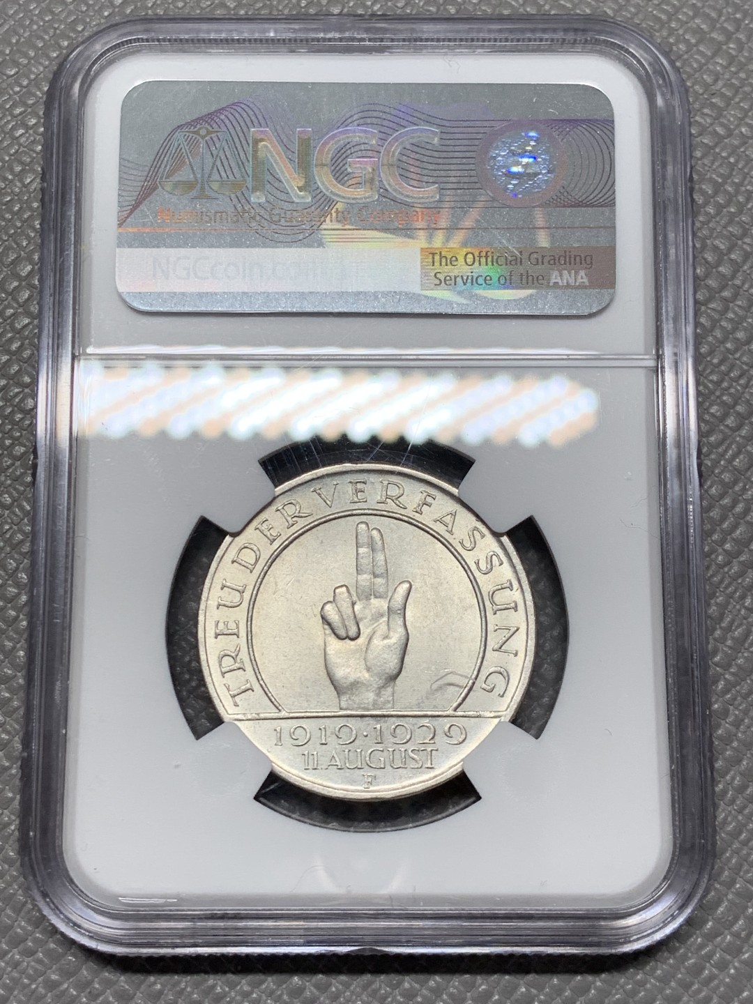《竞宝斋》第141场-周日，周一 2场 (全场包邮) NGC-MS63 魏玛德国1929年宪法十周年3马克纪念银币
