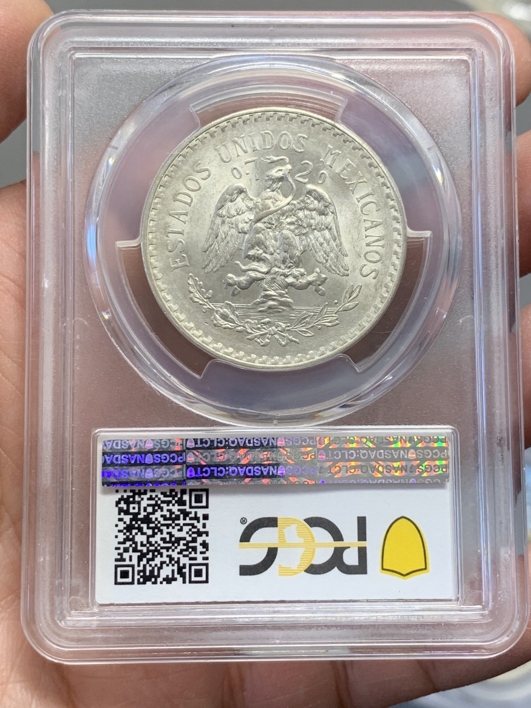 《竞宝斋》第141场-周日，周一 2场 (全场包邮) PCGS MS65 1944墨西哥银币  原光原彩 上涨品种