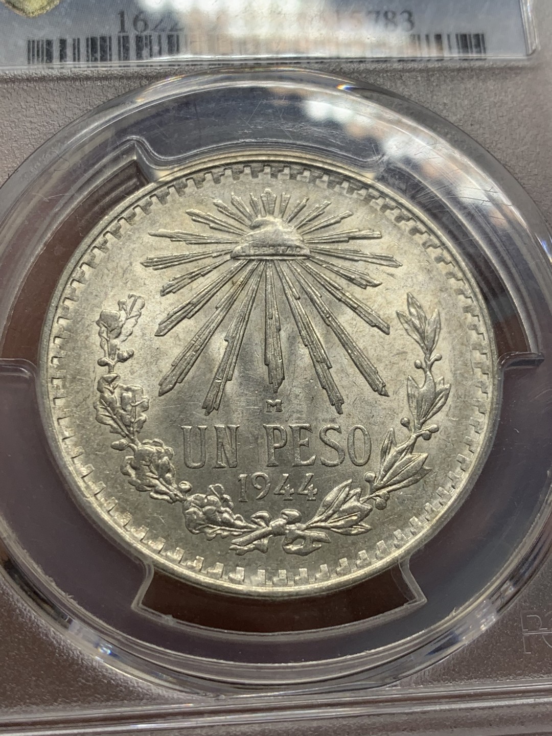 《竞宝斋》第141场-周日，周一 2场 (全场包邮) PCGS MS65 1944墨西哥银币  原光原彩 上涨品种