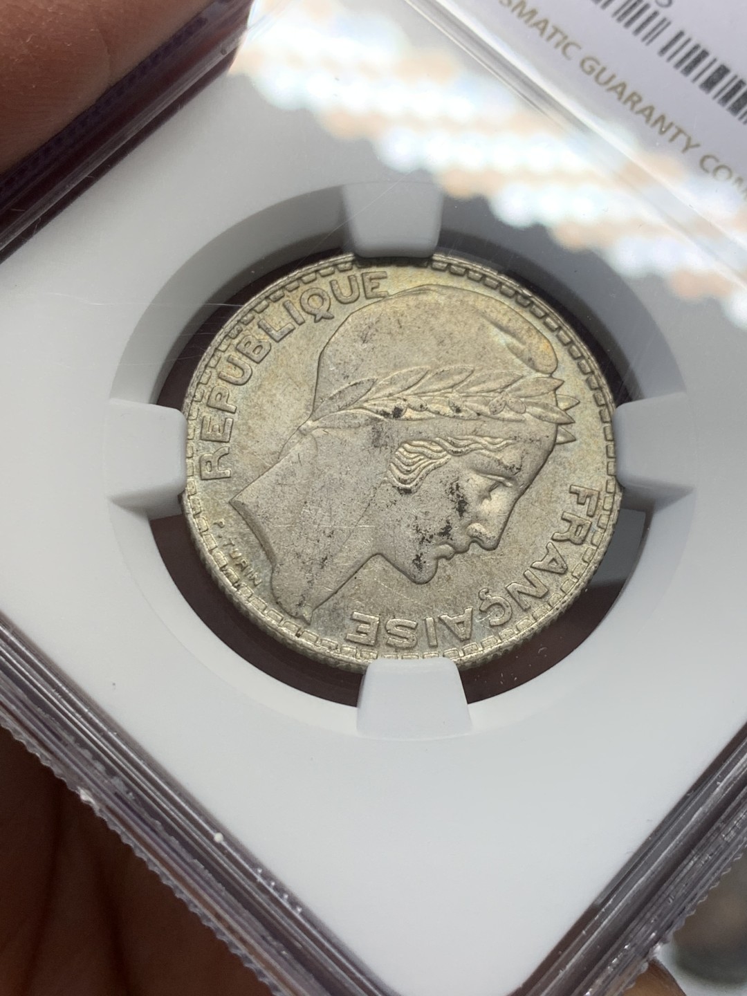 《竞宝斋》第141场-周日，周一 2场 (全场包邮) NGC-AU58 法国1934年 谷物女神10法郎银币 少见好品