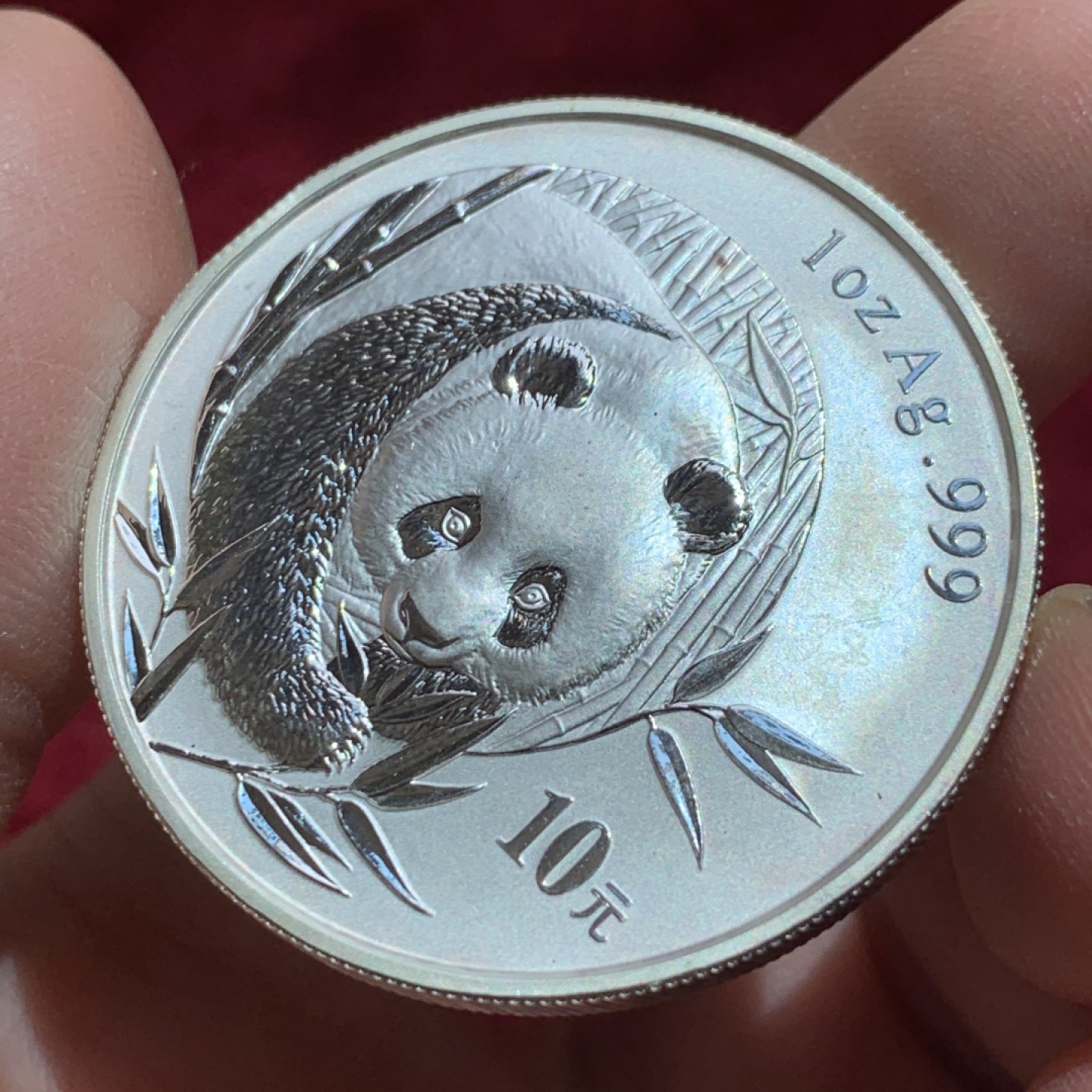 《竞宝斋》第141场-周日，周一 2场 (全场包邮) 中国 2003年 熊猫 10元银币 高价品种 状态不错 细节如图