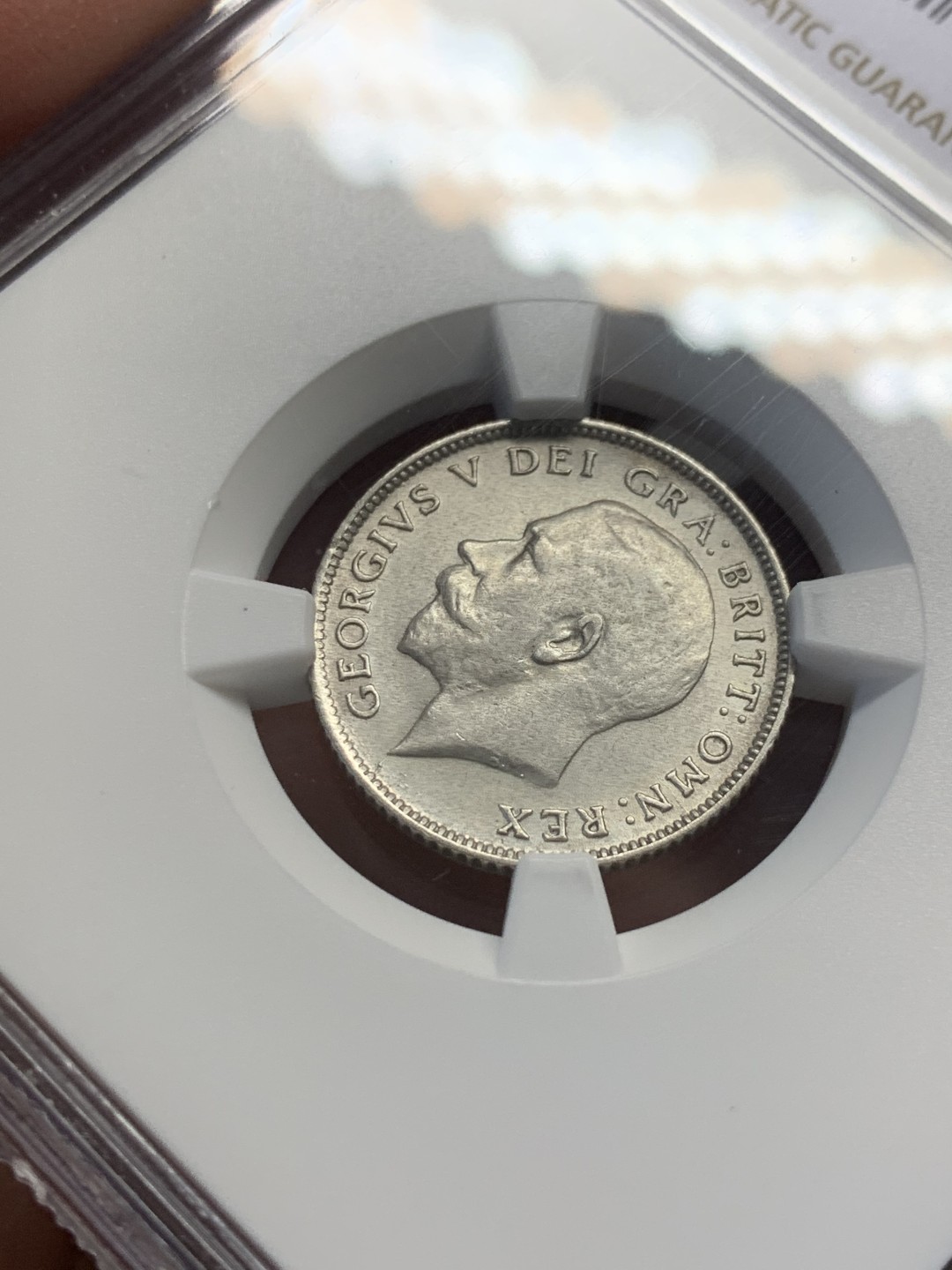 《竞宝斋》第141场-周日，周一 2场 (全场包邮) NGC-AU58 英国1922年 乔五6便士银币 原光好品