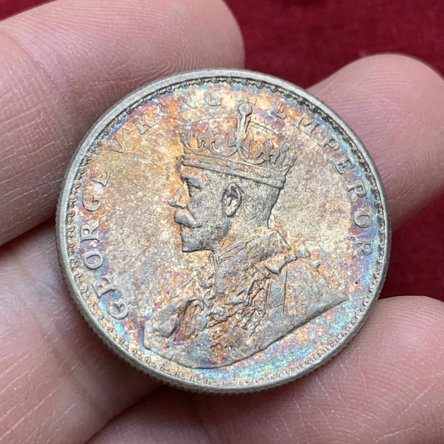 《竞宝斋》第141场-周日，周一 2场 (全场包邮) 英属印度 1913年 1卢比 银币 UNC好品相