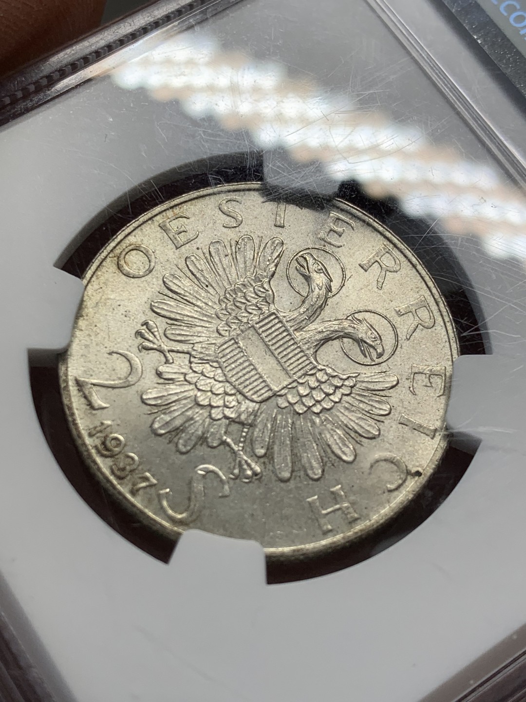 《竞宝斋》第141场-周日，周一 2场 (全场包邮) NGC-MS63 奥地利 1937年 2先令 圣查尔斯教堂 银币 原光 难得高分