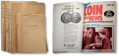 泓盛2023年春季拍卖会金银流霞—中国钱币专场金银锭·机制币 - 80年代《币章新闻》汇集本5本、《每月硬币》汇集本1本，共计6本，内容丰富，钱币收藏之宝贵资料，保存上佳