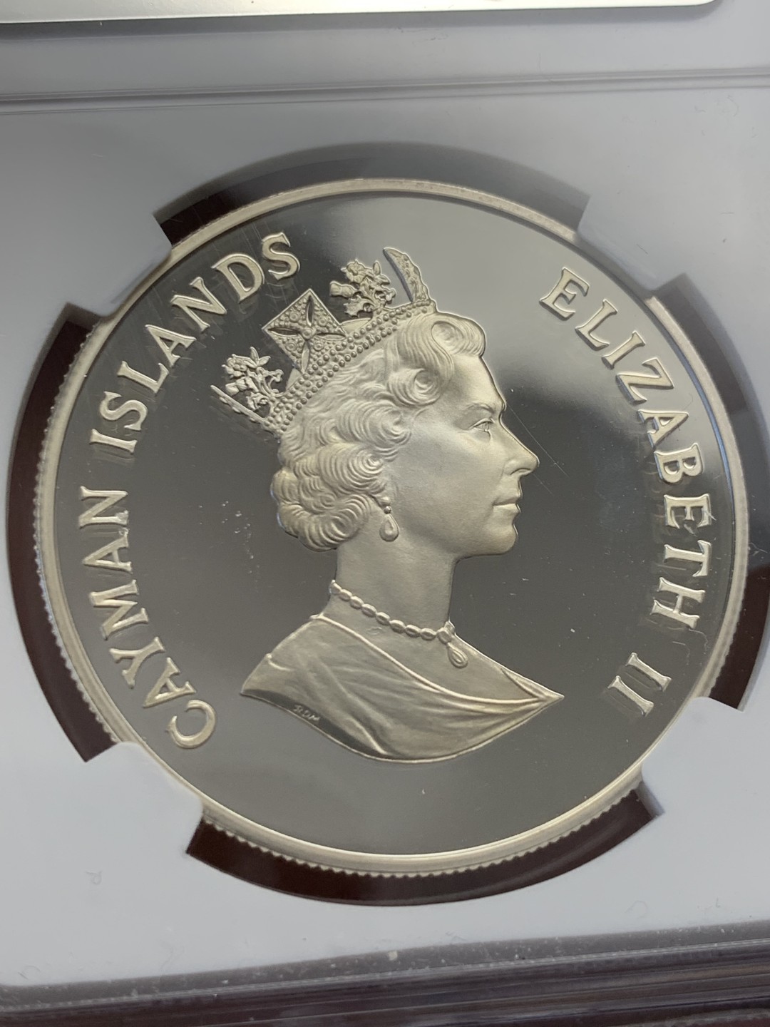 《竞宝斋》第141场-周日，周一 2场 (全场包邮) 冠军分 NGC-PF69 开曼群岛1996年 女王加冕纪念 5镑 精制大银币