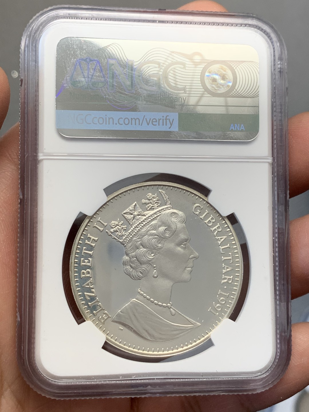 《竞宝斋》第141场-周日，周一 2场 (全场包邮) 唯一冠军分 NGC-PF67 直布罗陀1991年 查理斯王子结婚十周年纪念 克朗大银币 精制PROOF 非常少见
