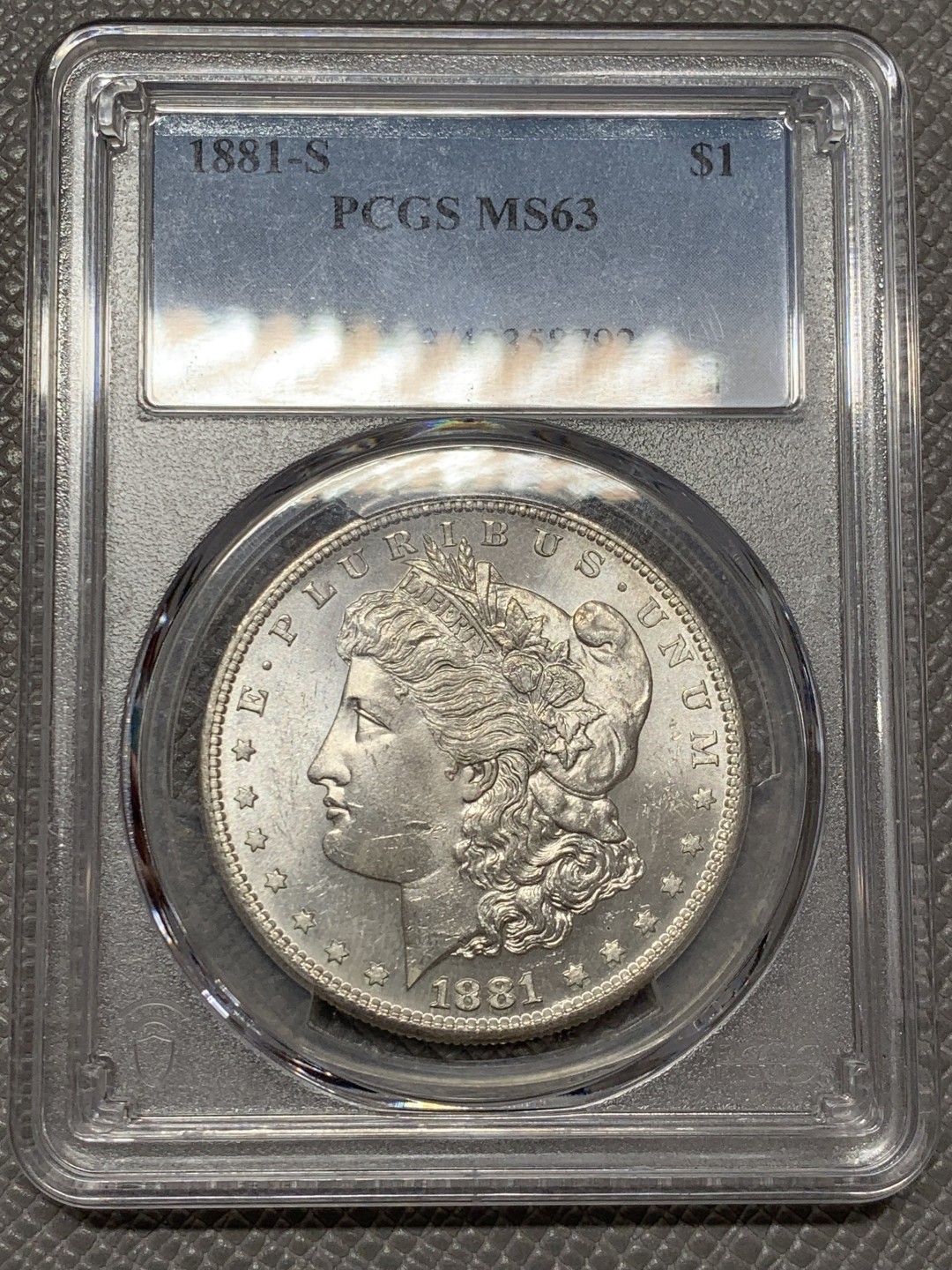 《竞宝斋》第141场-周日，周一 2场 (全场包邮) PCGS-MS63 美国 1881年S版 摩根 银币 镜面效果漂亮