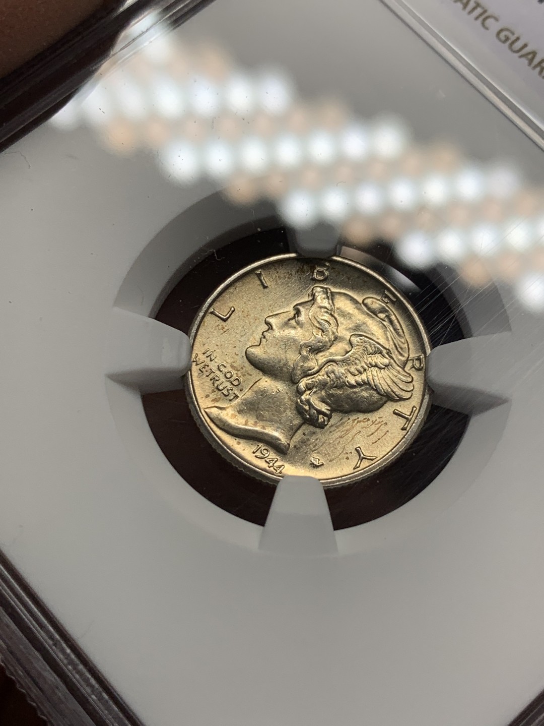 《竞宝斋》第141场-周日，周一 2场 (全场包邮) NGC-MS64 美国1944年 小飞侠10分银币 顶级好品