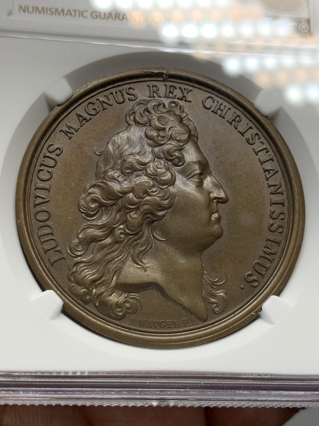 《竞宝斋》第141场-周日，周一 2场 (全场包邮) NGC MS64 法国 1697 雷斯维克 胜利纪念 铜章