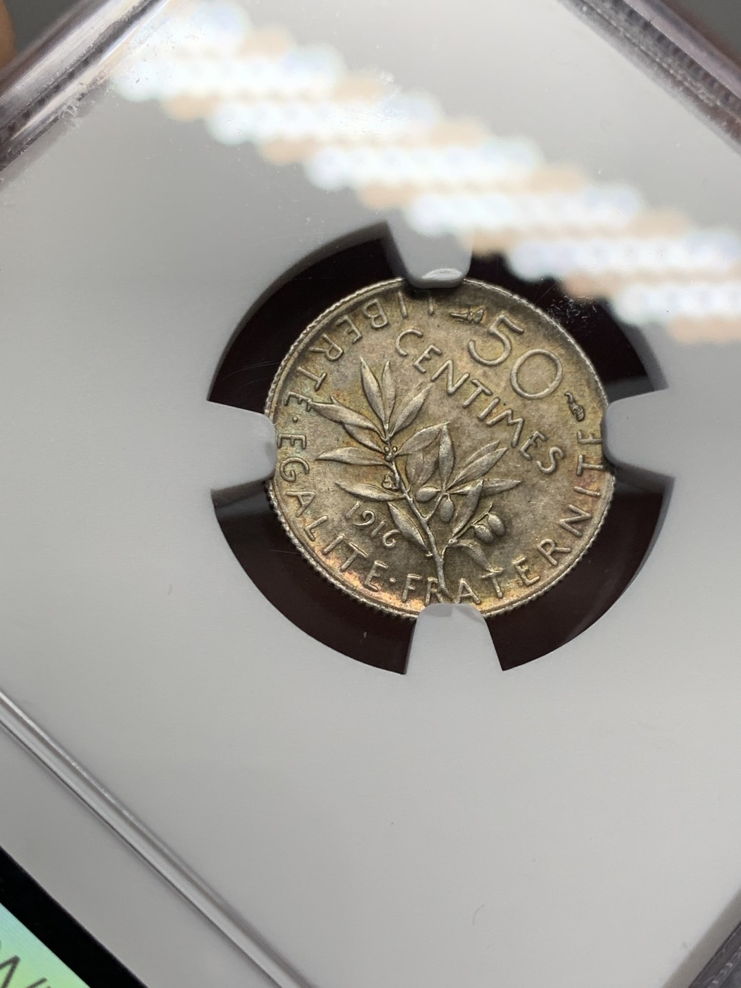 《竞宝斋》第141场-周日，周一 2场 (全场包邮) NGC-MS62 法国1916年 播种女神50分银币 顶级好品