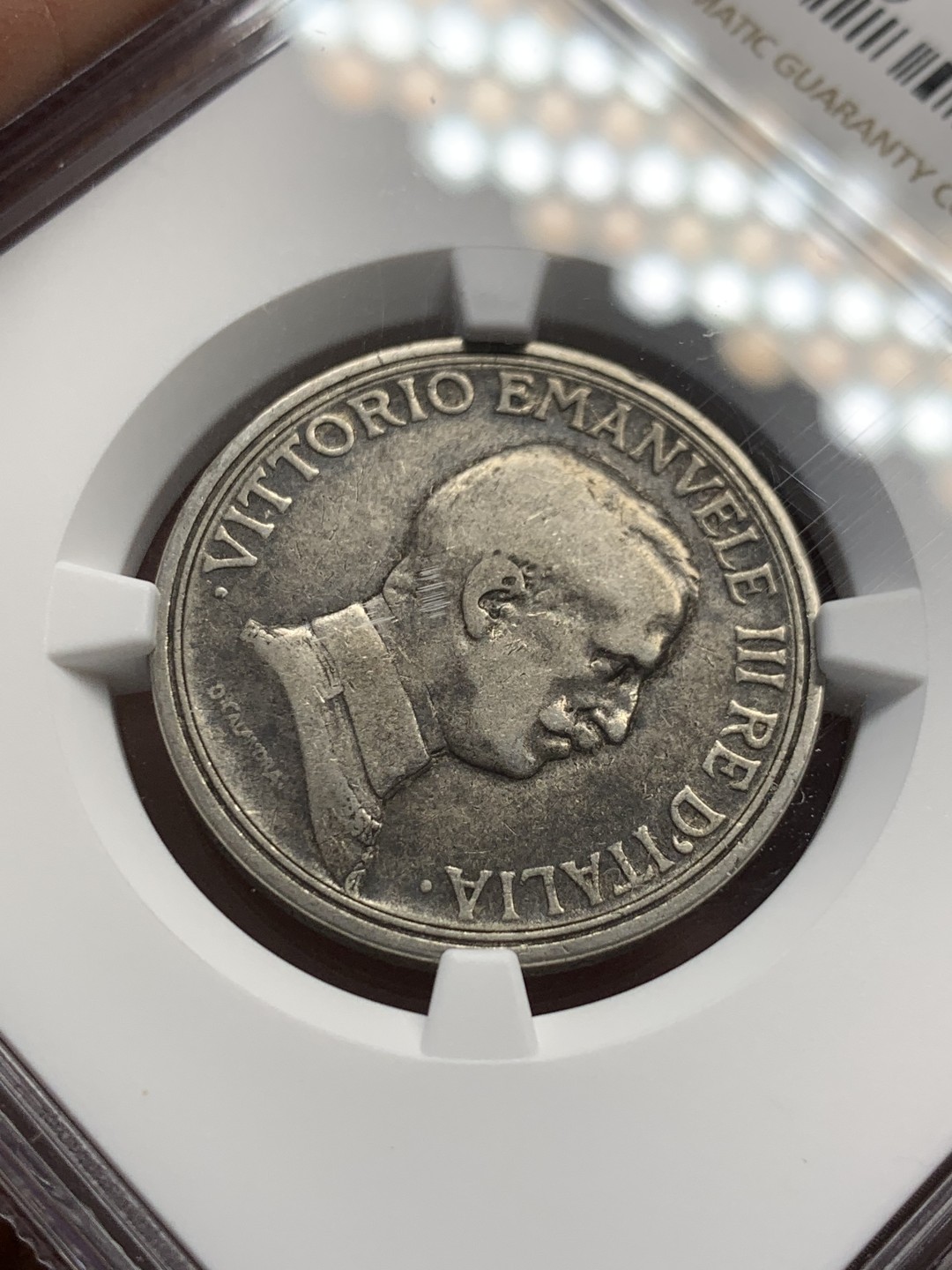 《竞宝斋》第141场-周日，周一 2场 (全场包邮) NGC-VF25 1916意大利伊曼纽尔三世2里拉 马车银币