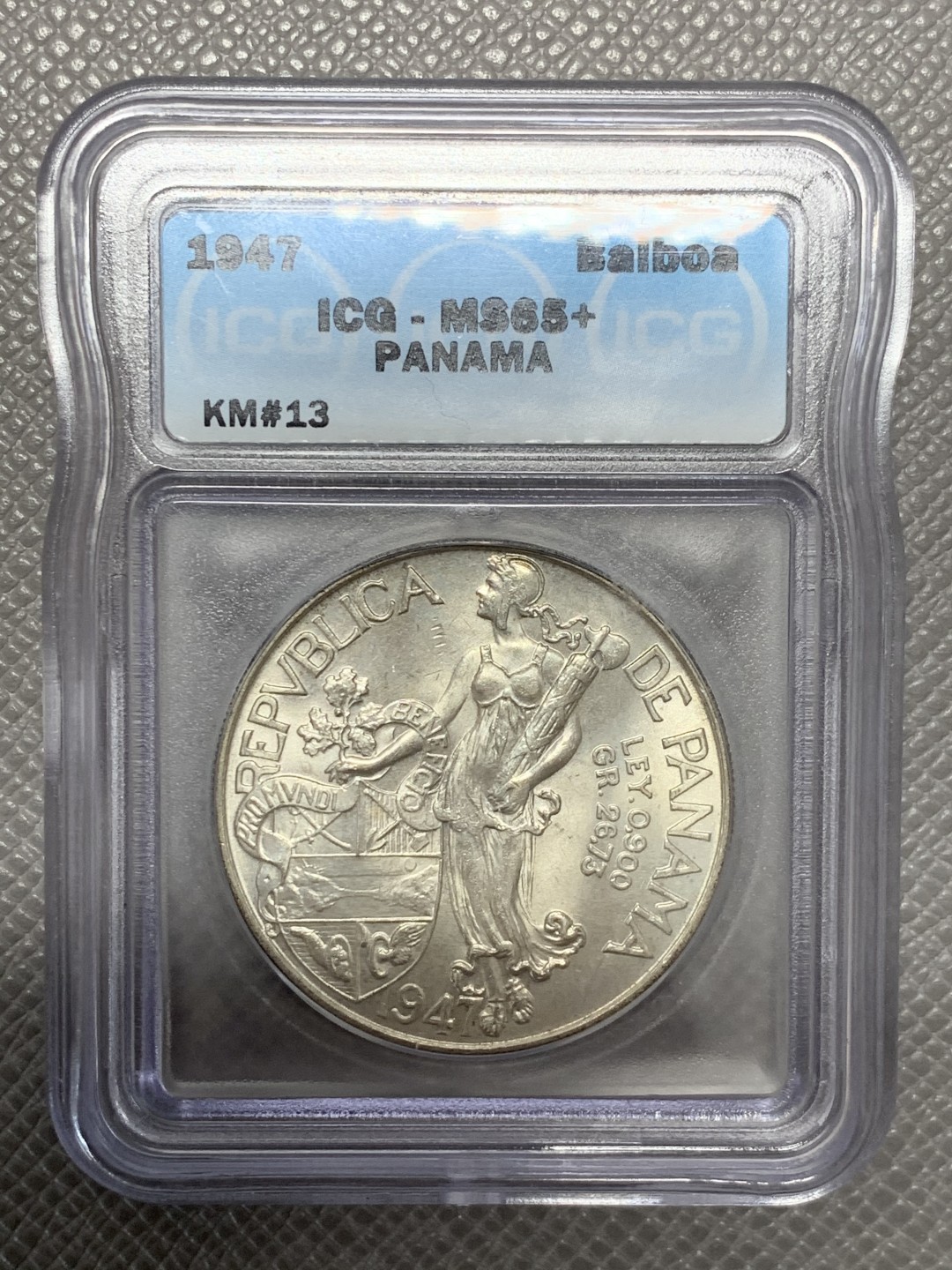 《竞宝斋》第141场-周日，周一 2场 (全场包邮) ICG-MS65+,1947年巴拿马女神大银币，转光好