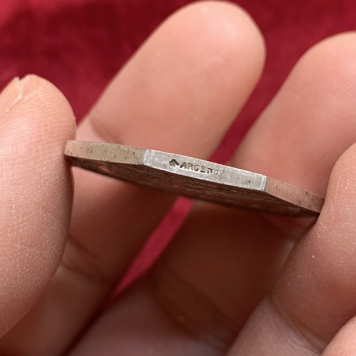 《竞宝斋》第141场-周日，周一 2场 (全场包邮) 法国 1860-1879 塞纳河 公证人 银质八角代币 12.6克 状态好 蜜蜂边铭银标