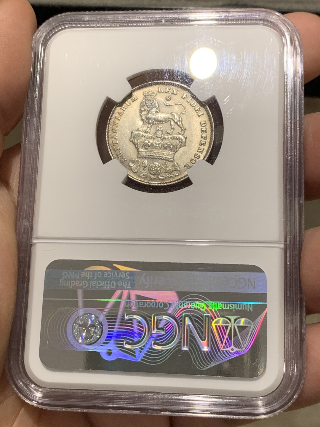 《竞宝斋》第141场-周日，周一 2场 (全场包邮) NGC UNC 英国 1826年 乔治四世先令银币 未见明显缺陷 品相细节很好