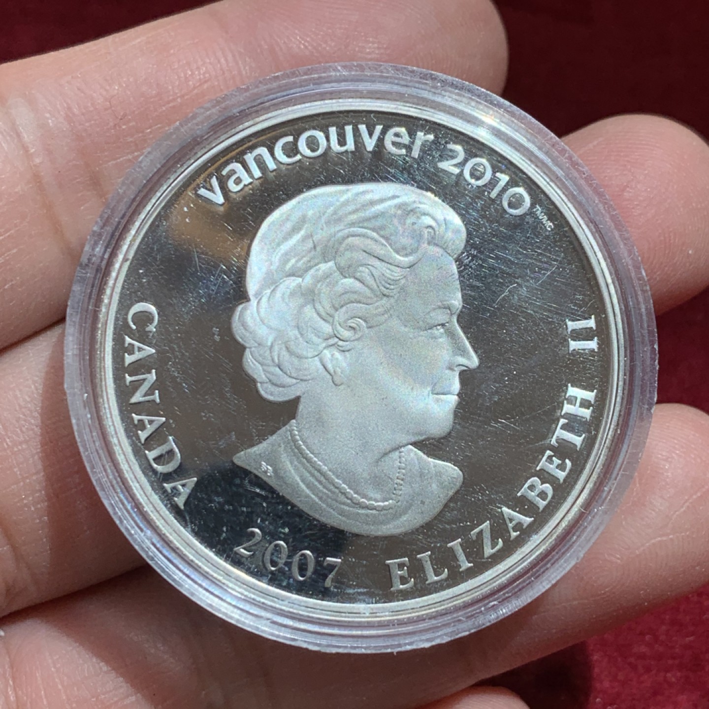 《竞宝斋》第141场-周日，周一 2场 (全场包邮) 加拿大 2007年温哥华冬奥会25元 幻彩精制 大银币