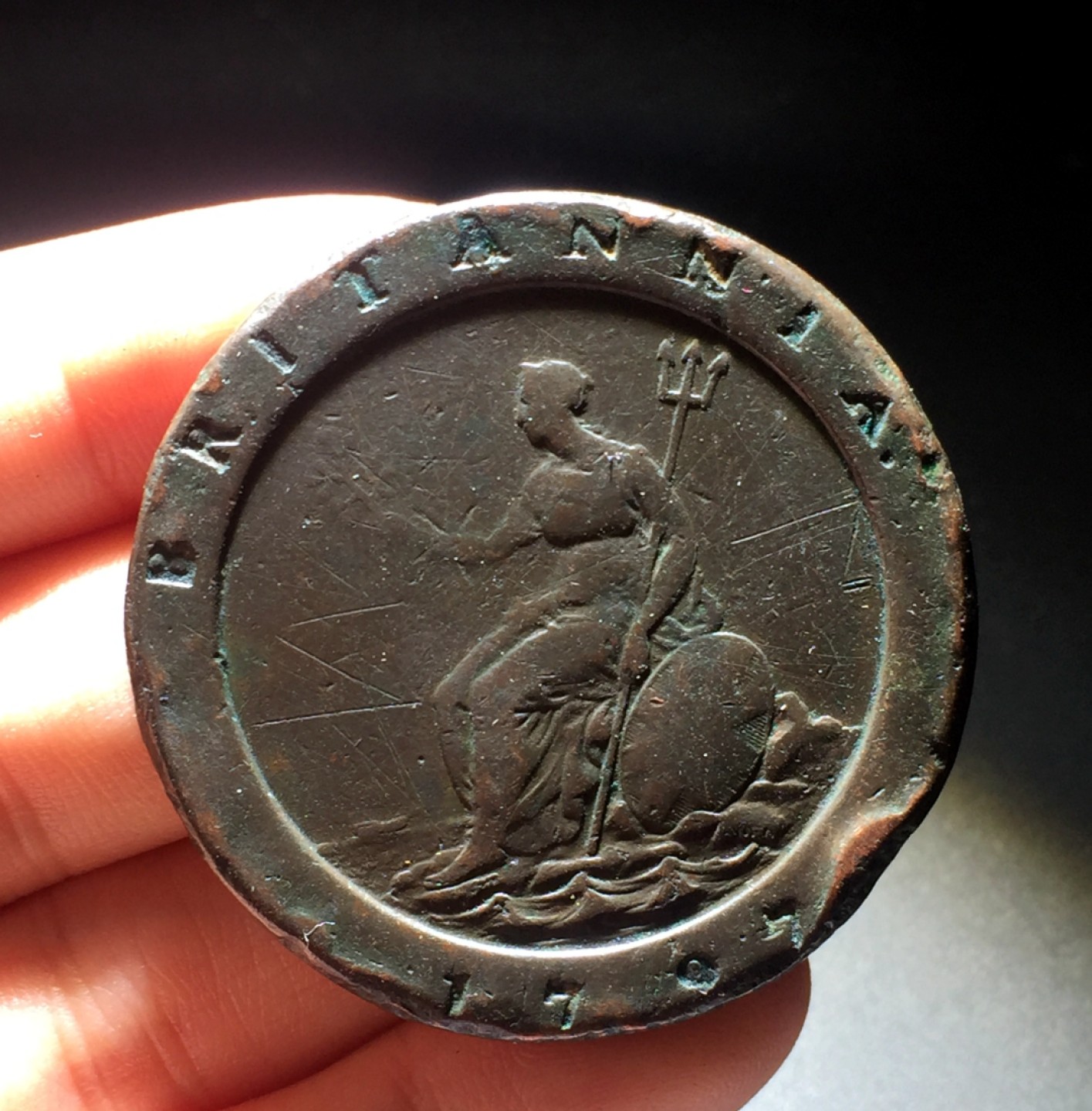 方圆集藏首期专场 9876-英国1797年车轮二便士铜币