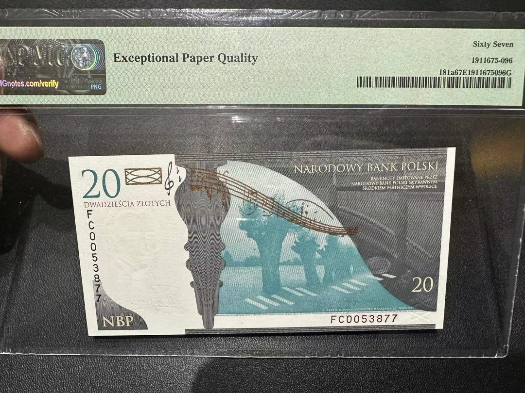 《外钞收藏家》第二百四十九期（连拍第二场） 2009年波兰20纪念钞 PMG67