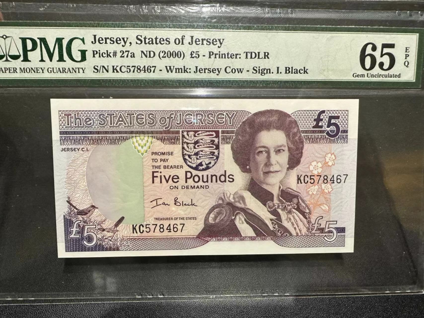 《外钞收藏家》第二百四十九期（连拍第二场） 2000年泽西5镑 PMG65