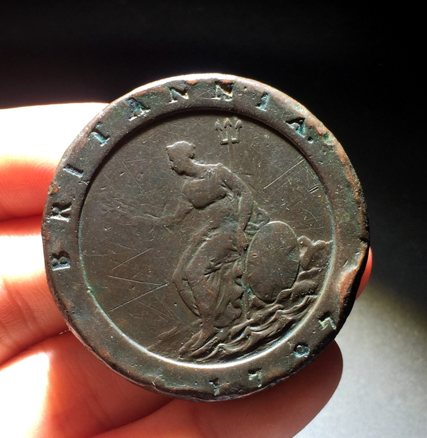 方圆集藏首期专场 9876-英国1797年车轮二便士铜币