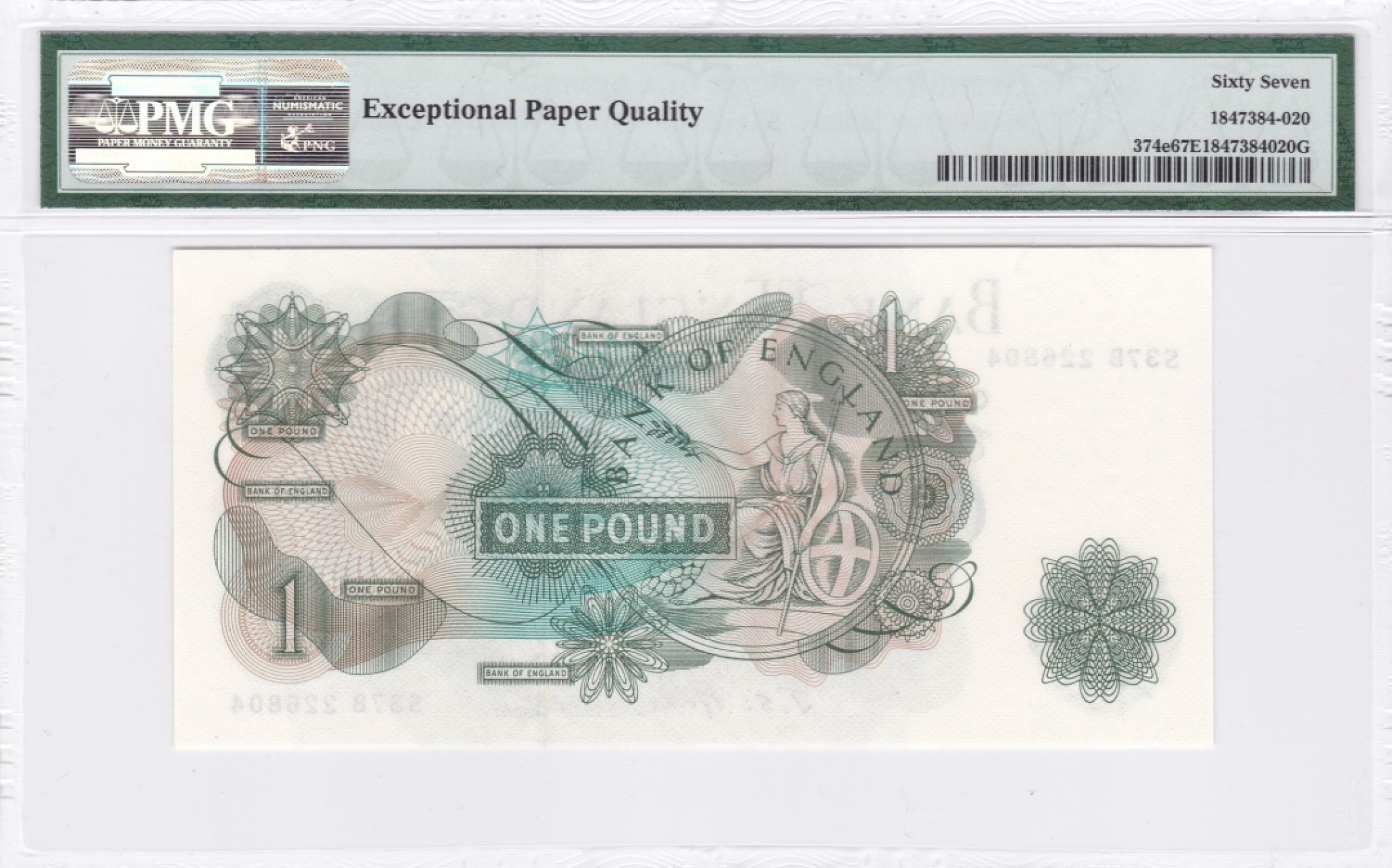 收藏联盟Quantum Auction 第238期拍卖 英国1966-70年1镑 PMG67 