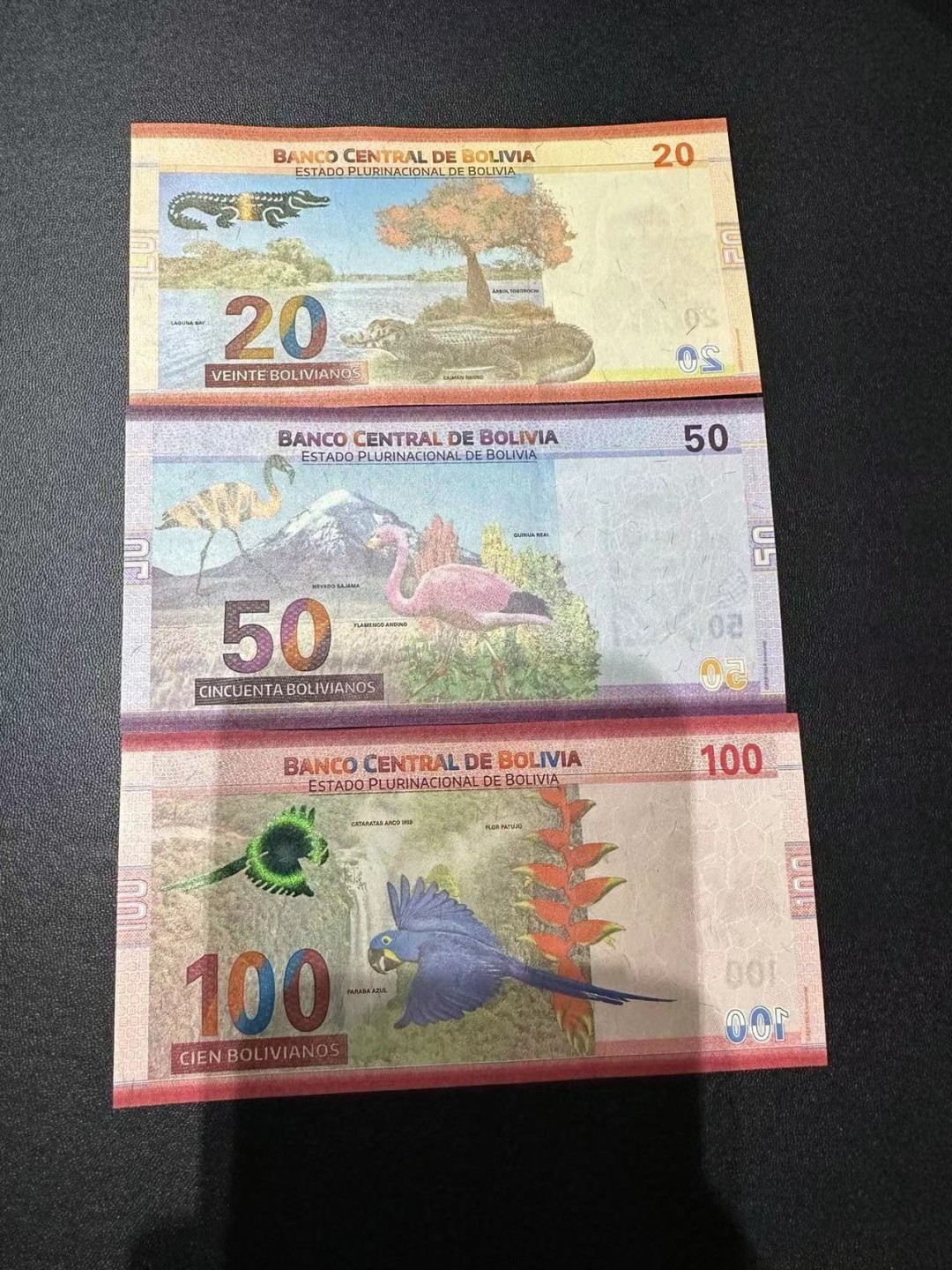 《外钞收藏家》第二百四十九期（连拍第二场） 玻利维亚小套三张一起 全新UNC