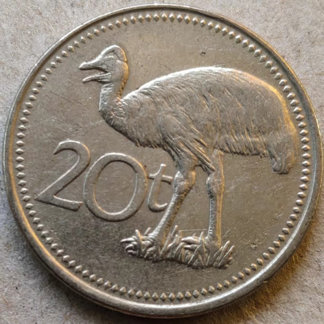 14★机器委托自动落锤★请提前出好价★满30快递包邮  巴布亚新几内亚20分鸵鸟大直径28.5mm