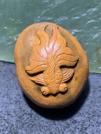 精美亚光战国红玛瑙手工雕刻金鱼随形吊坠一个， - 精美亚光战国红玛瑙手工雕刻金鱼随形吊坠一个，