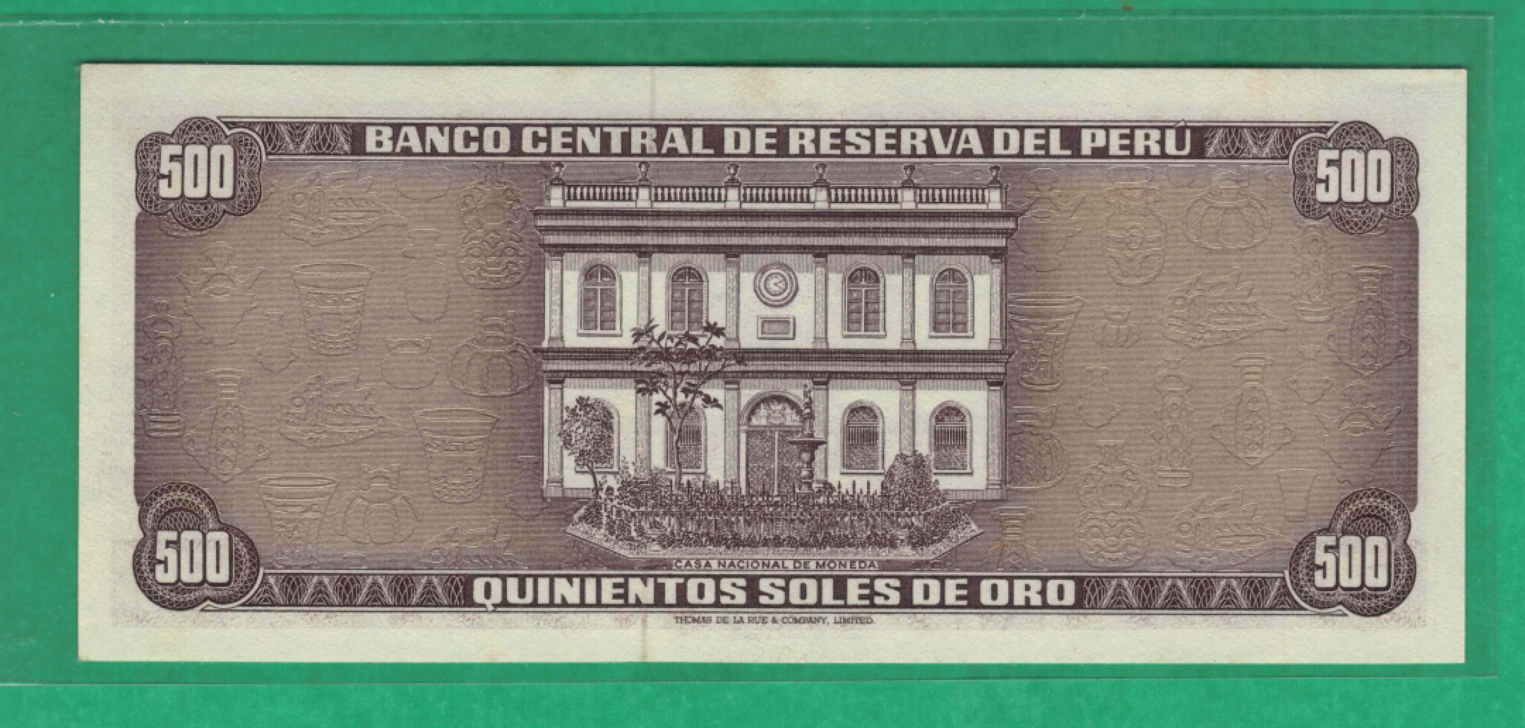 秘鲁500沙奥 1969年 P-104a 稀少版别 美洲纸币 实物如图 UNC-