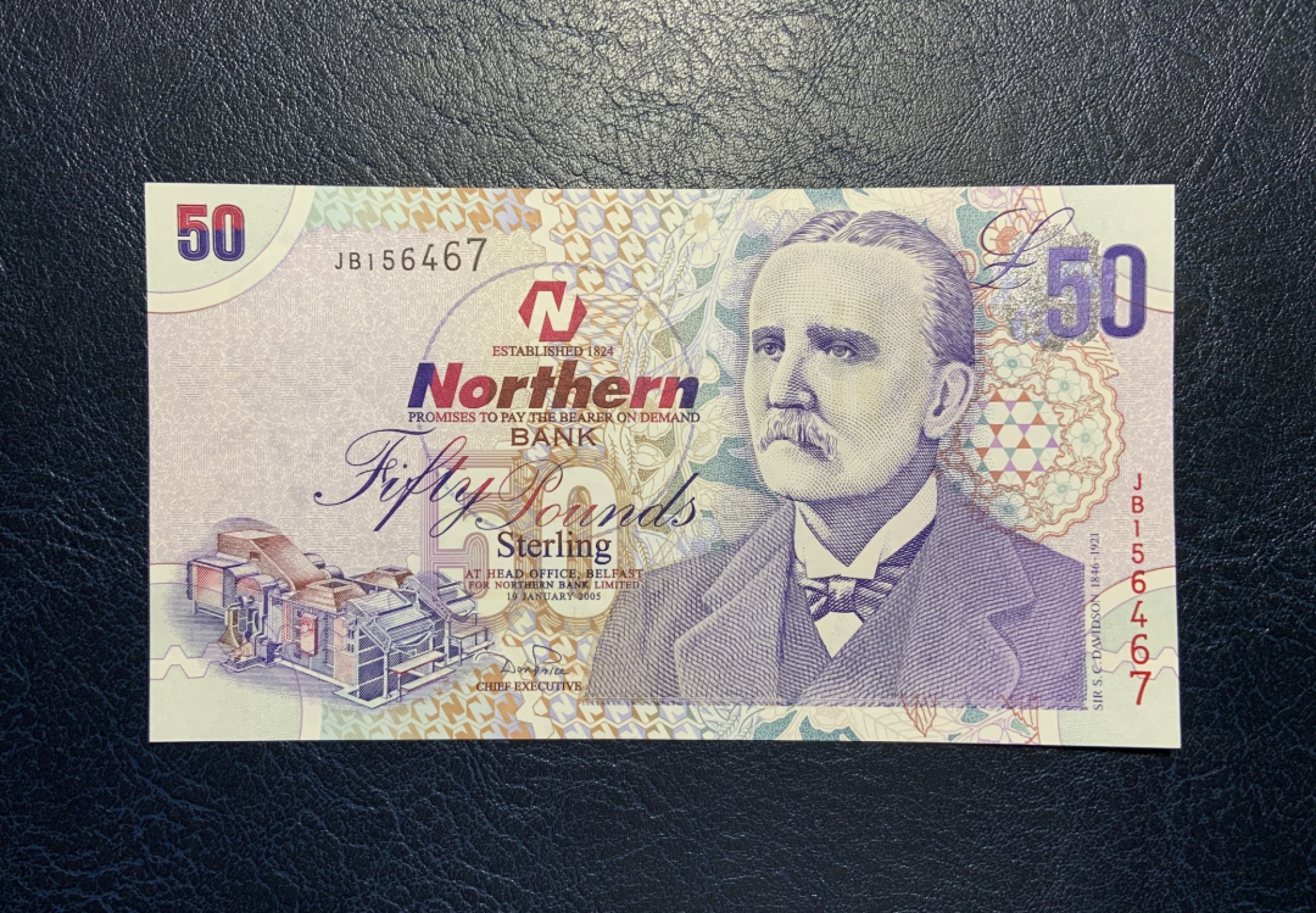 收藏联盟Quantum Auction 第238期拍卖 北爱尔兰2005年50镑 品相UNC 水印处侧光下有一个点钞痕