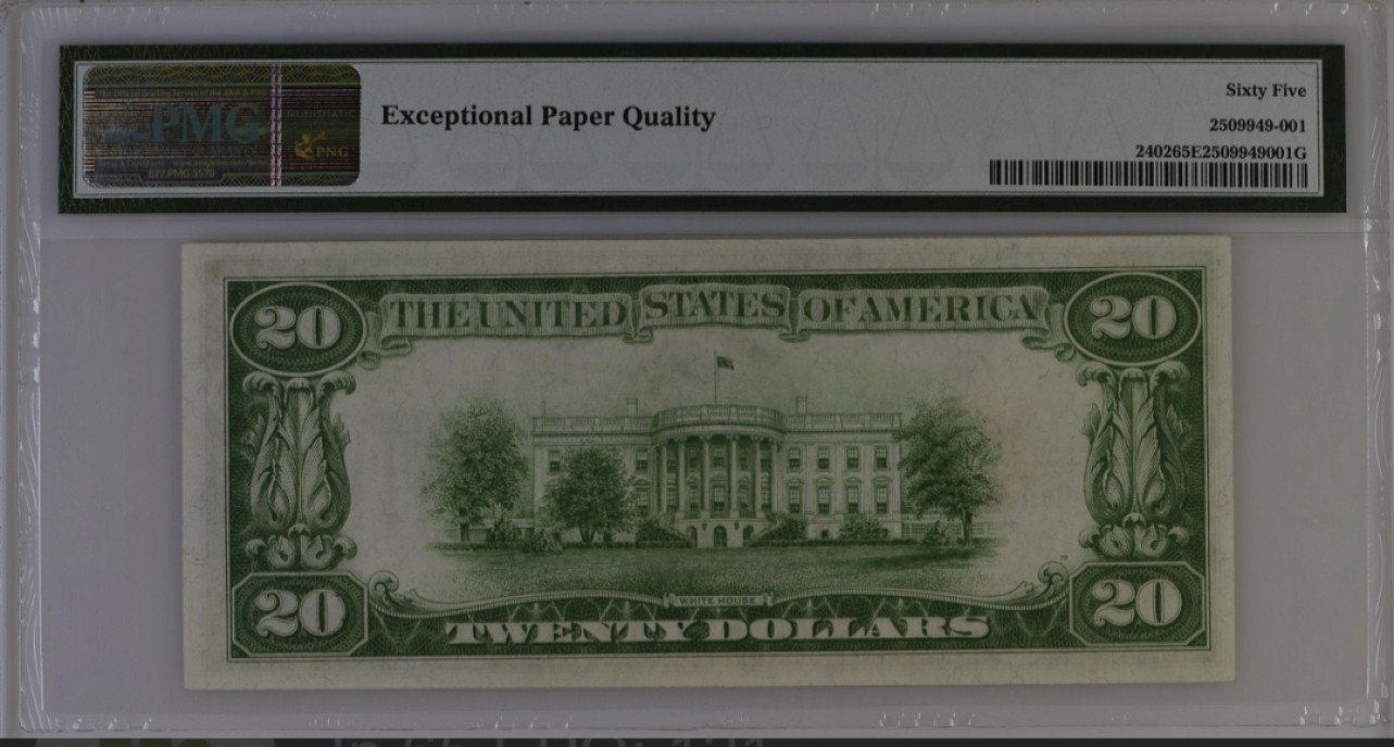 收藏联盟Quantum Auction 第238期拍卖 美国1928年20美元黄金券 PMG65 AA冠 号码无4 