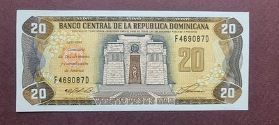【币将精彩】世界纸币杂项拍卖（2023-3-12) - 多米尼加1992年20比索纸币unc